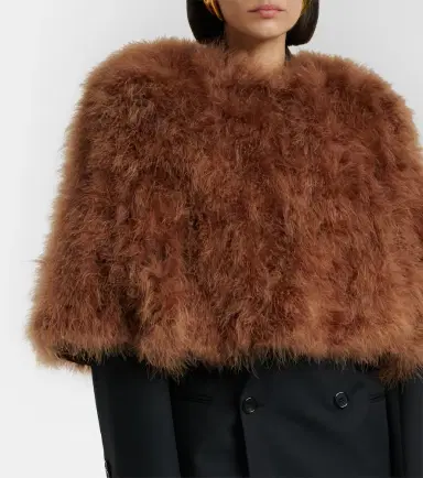 Yves Salomon Cropped feather jacket | Thumbnail 2 Yves Salomon Cropped feather jacket | Thumbnail 2