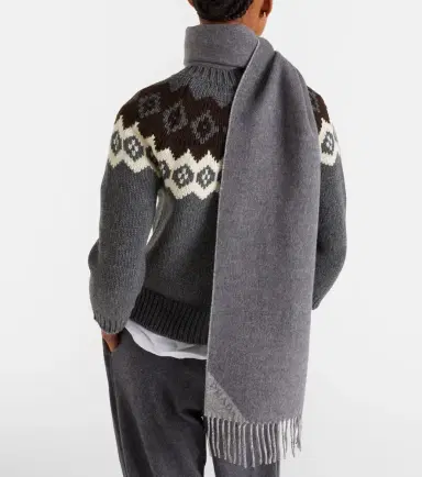 Prada Logo wool and cashmere jacquard scarf | Thumbnail 4 Prada Logo wool and cashmere jacquard scarf | Thumbnail 4