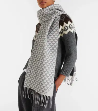 Prada Logo wool and cashmere jacquard scarf | Thumbnail 5 Prada Logo wool and cashmere jacquard scarf | Thumbnail 5