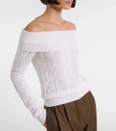 Ralph Lauren Collection Cable-knit off-shoulder cashmere sweater | Thumbnail 2 Ralph Lauren Collection Cable-knit off-shoulder cashmere sweater | Thumbnail 2