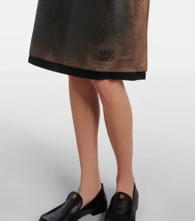 Miu Miu Suede-trimmed leather midi skirt | Thumbnail 5 Miu Miu Suede-trimmed leather midi skirt | Thumbnail 5