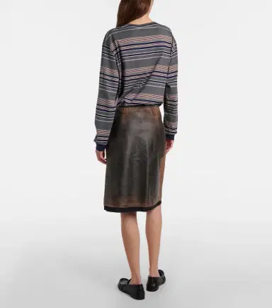 Miu Miu Suede-trimmed leather midi skirt | Thumbnail 6 Miu Miu Suede-trimmed leather midi skirt | Thumbnail 6