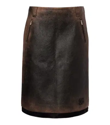 Miu Miu Suede-trimmed leather midi skirt | Thumbnail 1 Miu Miu Suede-trimmed leather midi skirt | Thumbnail 1