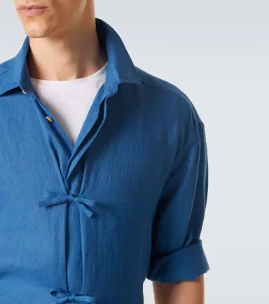Kiton Bow-detail linen shirt | Thumbnail 3 Kiton Bow-detail linen shirt | Thumbnail 3