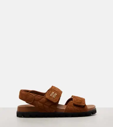 Miu Miu Quilted suede sandals | Thumbnail 3 Miu Miu Quilted suede sandals | Thumbnail 3