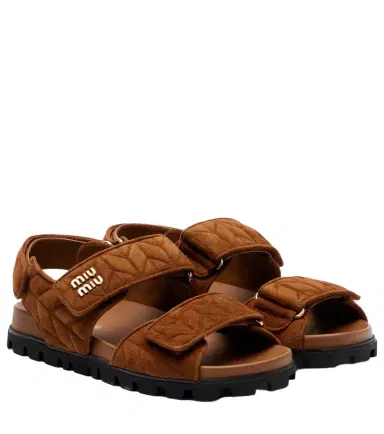 Miu Miu Quilted suede sandals | Thumbnail 1 Miu Miu Quilted suede sandals | Thumbnail 1