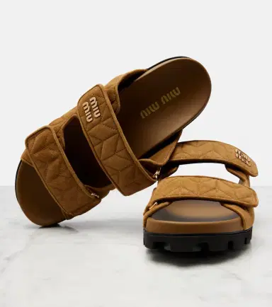 Miu Miu Quilted suede slides | Thumbnail 4 Miu Miu Quilted suede slides | Thumbnail 4