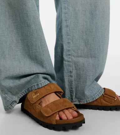Miu Miu Quilted suede slides | Thumbnail 5 Miu Miu Quilted suede slides | Thumbnail 5