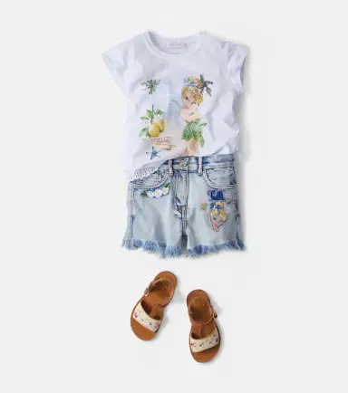 Monnalisa x Disney embroidered denim shorts | Thumbnail 4 Monnalisa x Disney embroidered denim shorts | Thumbnail 4