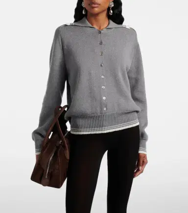 Magda Butrym Crochet-trimmed cotton and cashmere polo sweater | Thumbnail 6 Magda Butrym Crochet-trimmed cotton and cashmere polo sweater | Thumbnail 6