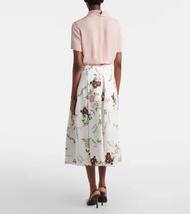 Erdem Floral pleated cotton poplin midi skirt | Thumbnail 3 Erdem Floral pleated cotton poplin midi skirt | Thumbnail 3