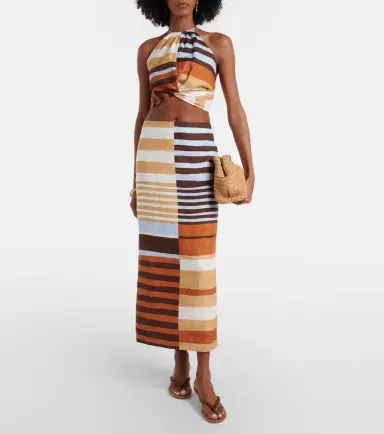 Cala de la Cruz Bruna striped linen midi skirt | Thumbnail 2 Cala de la Cruz Bruna striped linen midi skirt | Thumbnail 2