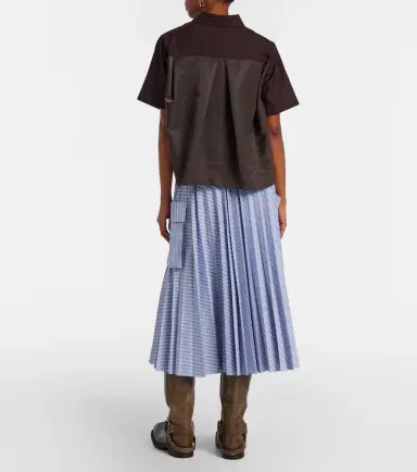 Sacai Striped cotton-blend midi skirt | Thumbnail 4 Sacai Striped cotton-blend midi skirt | Thumbnail 4