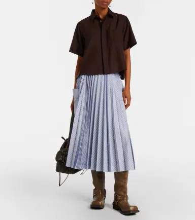 Sacai Striped cotton-blend midi skirt | Thumbnail 6 Sacai Striped cotton-blend midi skirt | Thumbnail 6