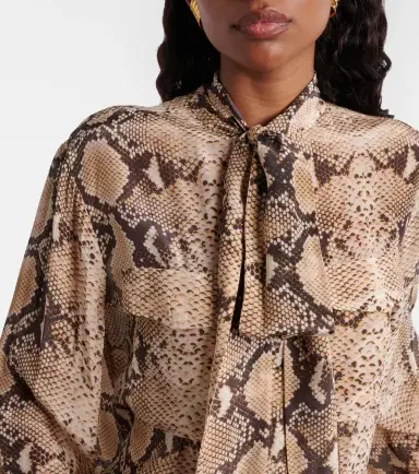 7 For All Mankind Snake-print tie-neck blouse | Thumbnail 4 7 For All Mankind Snake-print tie-neck blouse | Thumbnail 4