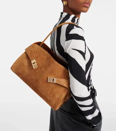 Ferragamo Hug Medium croc-effect suede shoulder bag | Thumbnail 6 Ferragamo Hug Medium croc-effect suede shoulder bag | Thumbnail 6