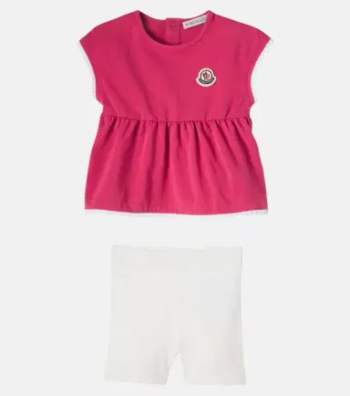 Moncler Enfant Baby lace-trimmed cotton-blend top and pants set | Thumbnail 3 Moncler Enfant Baby lace-trimmed cotton-blend top and pants set | Thumbnail 3