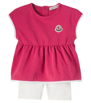 Moncler Enfant Baby lace-trimmed cotton-blend top and pants set | Thumbnail 1 Moncler Enfant Baby lace-trimmed cotton-blend top and pants set | Thumbnail 1
