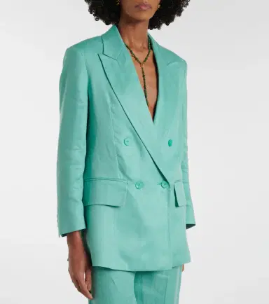 Max Mara Olimpia double-breasted herringbone linen blazer | Thumbnail 2 Max Mara Olimpia double-breasted herringbone linen blazer | Thumbnail 2