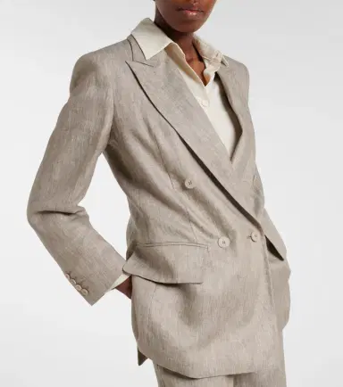Max Mara Olimpia double-breasted herringbone linen blazer | Thumbnail 2 Max Mara Olimpia double-breasted herringbone linen blazer | Thumbnail 2