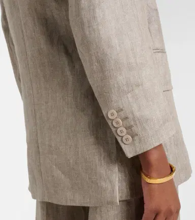 Max Mara Olimpia double-breasted herringbone linen blazer | Thumbnail 3 Max Mara Olimpia double-breasted herringbone linen blazer | Thumbnail 3