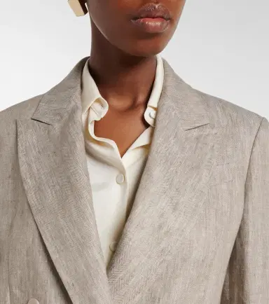 Max Mara Olimpia double-breasted herringbone linen blazer | Thumbnail 6 Max Mara Olimpia double-breasted herringbone linen blazer | Thumbnail 6