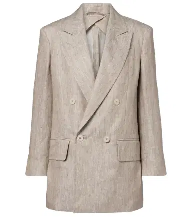 Max Mara Olimpia double-breasted herringbone linen blazer | Thumbnail 1 Max Mara Olimpia double-breasted herringbone linen blazer | Thumbnail 1