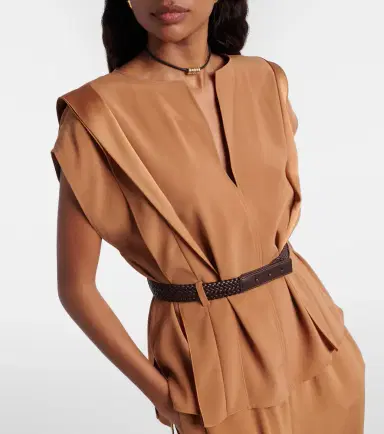 Max Mara Belted crêpe top | Thumbnail 2 Max Mara Belted crêpe top | Thumbnail 2