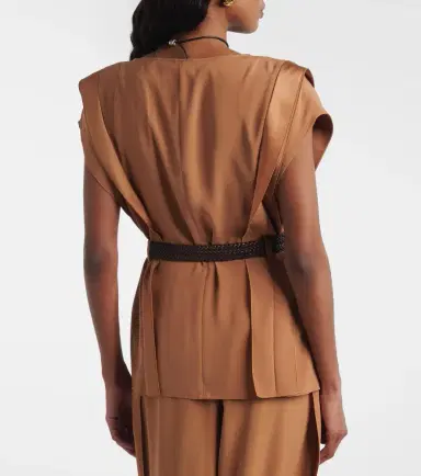 Max Mara Belted crêpe top | Thumbnail 6 Max Mara Belted crêpe top | Thumbnail 6