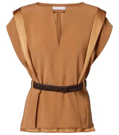 Max Mara Belted crêpe top | Thumbnail 1 Max Mara Belted crêpe top | Thumbnail 1