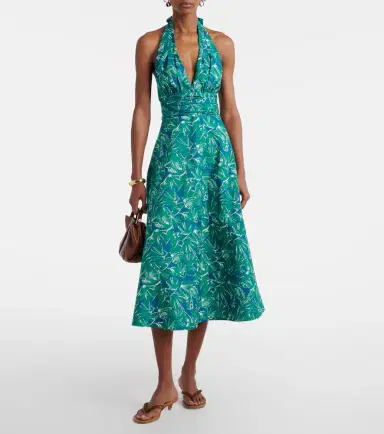 Max Mara Printed halterneck cotton midi dress | Thumbnail 2 Max Mara Printed halterneck cotton midi dress | Thumbnail 2