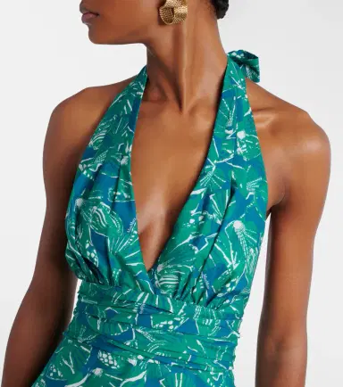 Max Mara Printed halterneck cotton midi dress | Thumbnail 4 Max Mara Printed halterneck cotton midi dress | Thumbnail 4
