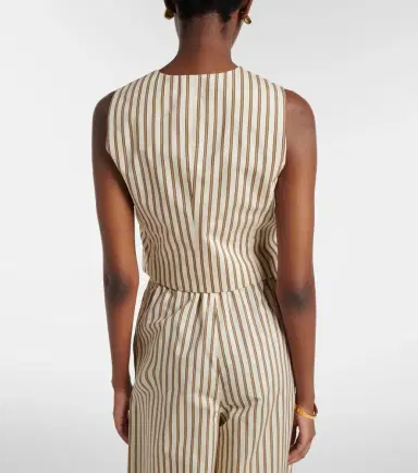 Max Mara Fauno striped cotton and silk vest | Thumbnail 3 Max Mara Fauno striped cotton and silk vest | Thumbnail 3