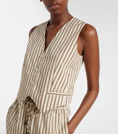 Max Mara Fauno striped cotton and silk vest | Thumbnail 4 Max Mara Fauno striped cotton and silk vest | Thumbnail 4