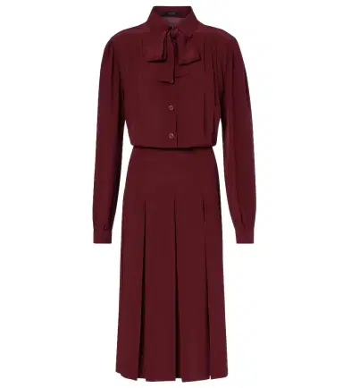 Gucci Pleated silk crêpe de chine midi dress | Thumbnail 1 Gucci Pleated silk crêpe de chine midi dress | Thumbnail 1