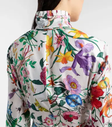 Gucci Floral belted silk twill gown | Thumbnail 3 Gucci Floral belted silk twill gown | Thumbnail 3