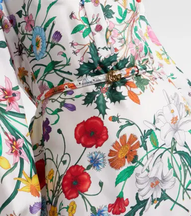 Gucci Floral belted silk twill gown | Thumbnail 4 Gucci Floral belted silk twill gown | Thumbnail 4