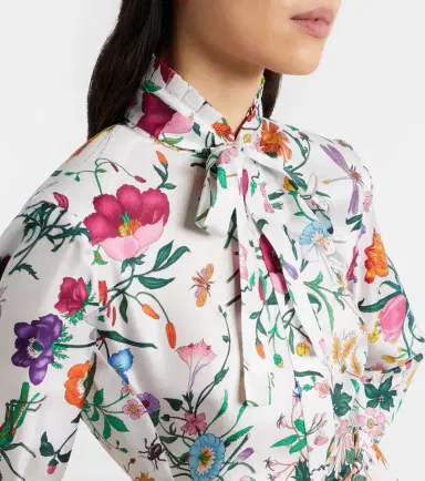 Gucci Floral belted silk twill gown | Thumbnail 6 Gucci Floral belted silk twill gown | Thumbnail 6
