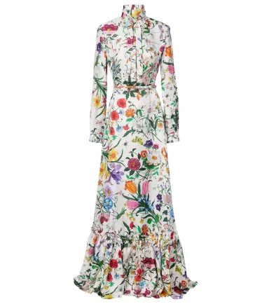 Gucci Floral belted silk twill gown | Thumbnail 1 Gucci Floral belted silk twill gown | Thumbnail 1