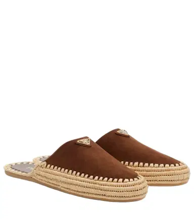 Prada Suede and jute mules | Thumbnail 1 Prada Suede and jute mules | Thumbnail 1