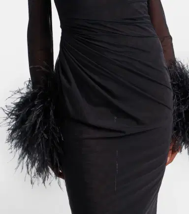 Gucci GG feather-trimmed sheer gown | Thumbnail 3 Gucci GG feather-trimmed sheer gown | Thumbnail 3