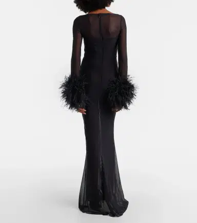 Gucci GG feather-trimmed sheer gown | Thumbnail 4 Gucci GG feather-trimmed sheer gown | Thumbnail 4