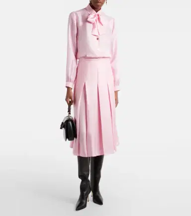 Gucci Pleated silk twill midi skirt | Thumbnail 4 Gucci Pleated silk twill midi skirt | Thumbnail 4