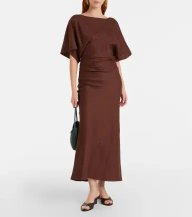 Staud Amelie linen-blend midi dress | Thumbnail 3 Staud Amelie linen-blend midi dress | Thumbnail 3
