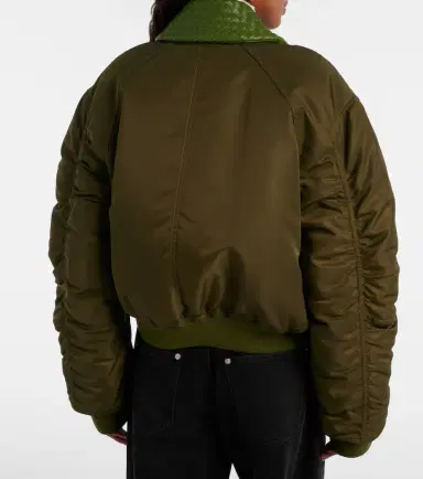 Bottega Veneta Intrecciato leather-trimmed bomber jacket | Thumbnail 2 Bottega Veneta Intrecciato leather-trimmed bomber jacket | Thumbnail 2