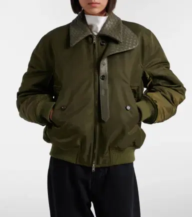 Bottega Veneta Intrecciato leather-trimmed bomber jacket | Thumbnail 4 Bottega Veneta Intrecciato leather-trimmed bomber jacket | Thumbnail 4