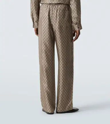 Gucci GG silk twill straight pants | Thumbnail 3 Gucci GG silk twill straight pants | Thumbnail 3