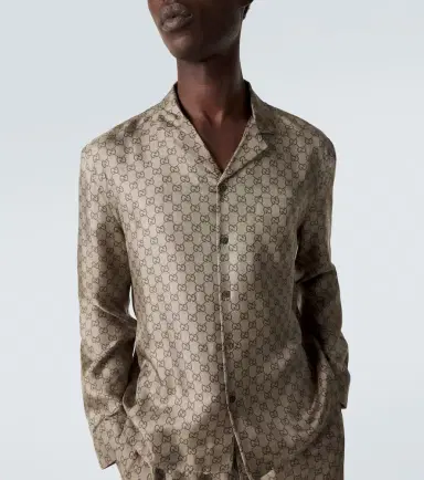 Gucci GG printed silk twill shirt | Thumbnail 5 Gucci GG printed silk twill shirt | Thumbnail 5