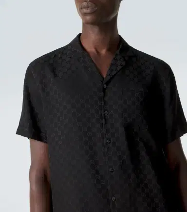 Gucci GG silk jacquard bowling shirt | Thumbnail 4 Gucci GG silk jacquard bowling shirt | Thumbnail 4