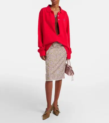 Prada Re-Nylon lace-trimmed floral midi skirt | Thumbnail 4 Prada Re-Nylon lace-trimmed floral midi skirt | Thumbnail 4